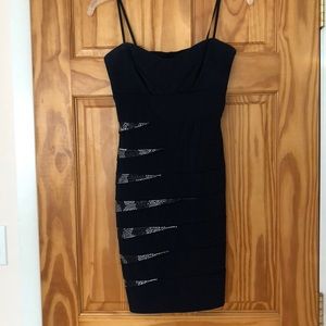Dark blue strapless bodycon dress